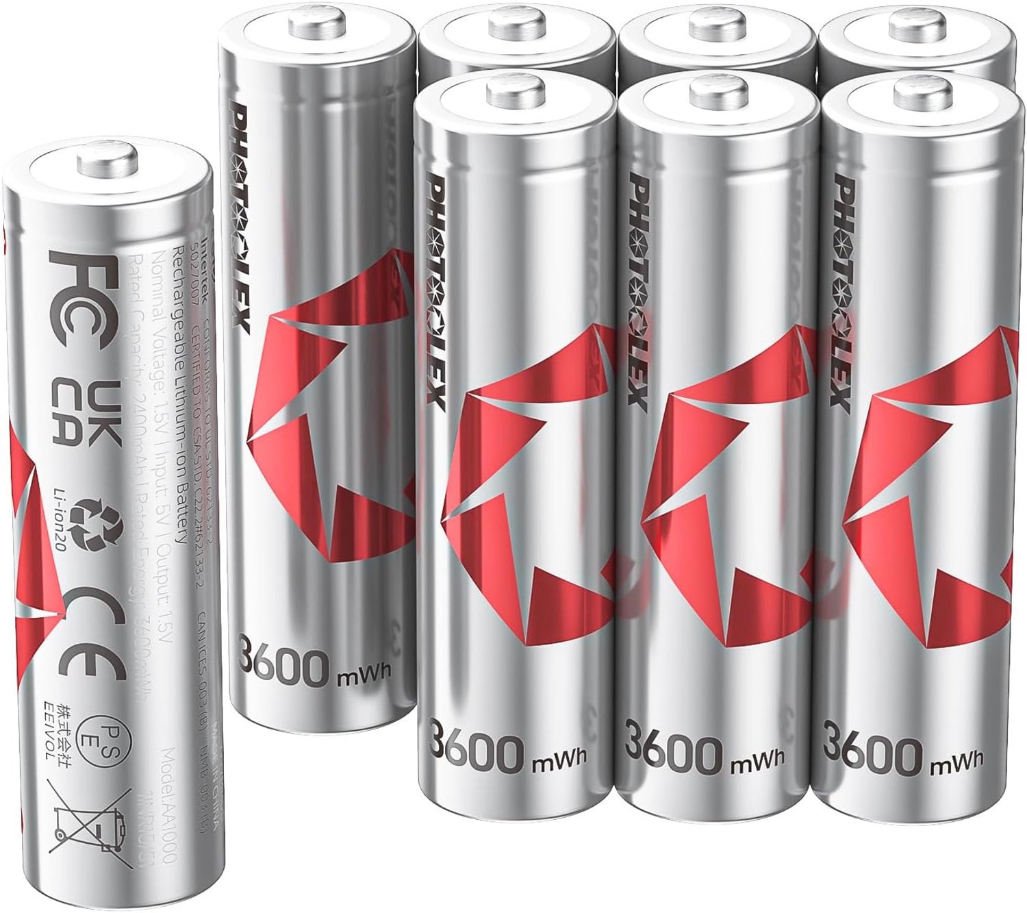 SnelShoppen - Oplaadbare Lithium Batterijen AA 8-pack 3600mWh - Hoogcapaciteit, Lange Levensduur, Ideaal voor Camera's, Gamecontrollers, Afstandsbedie
