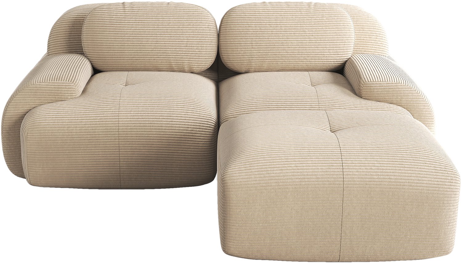 SONNENH Modulaire hoekbank met ottoman - Ribstof - 208 cm - Beige