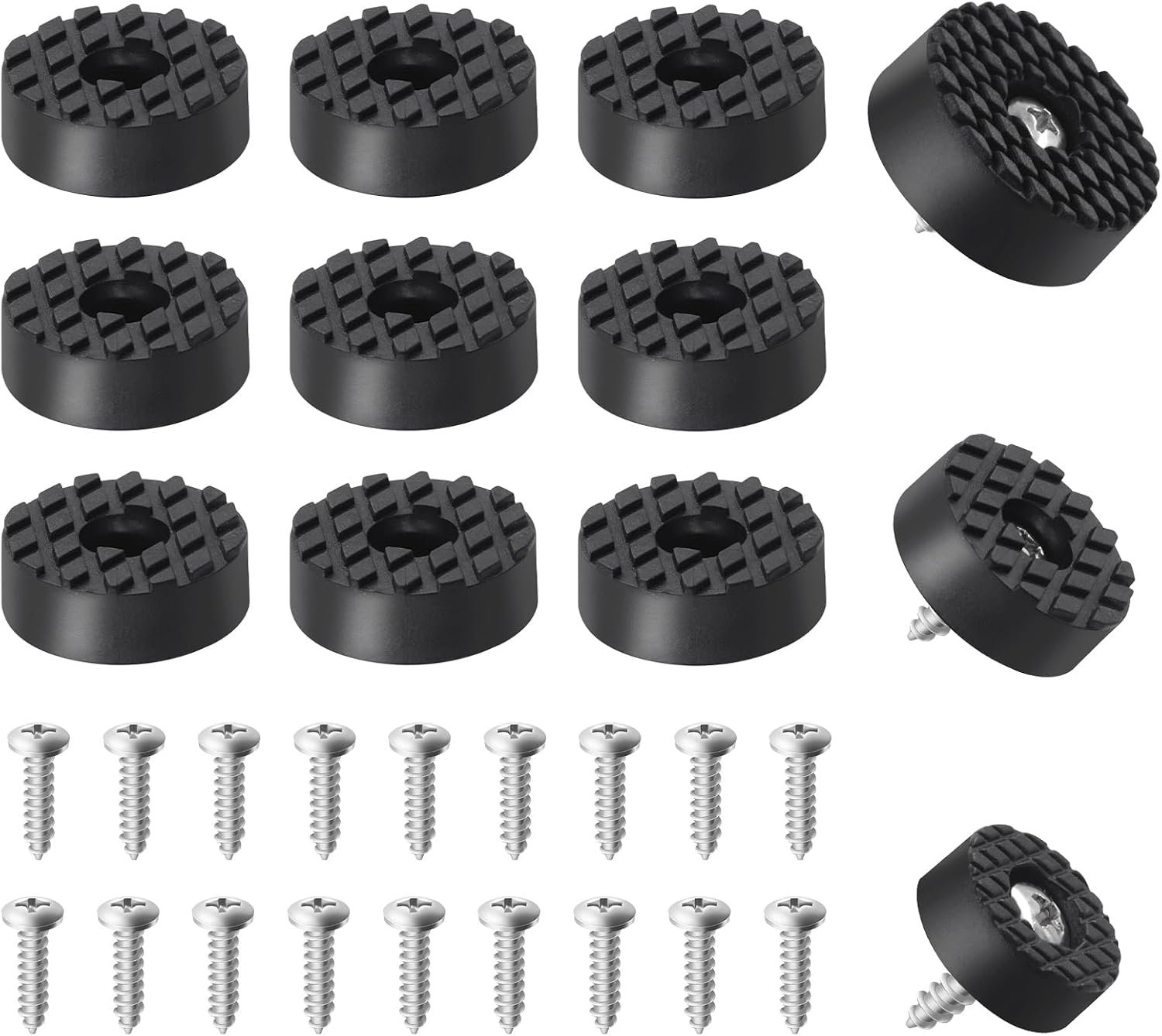 Glarks 32 Pieces Screws Rubber Feet Set Floor Protection Black 24mm Furniture Legs Non-Slip Pads 32 Pieces Mounting Screws