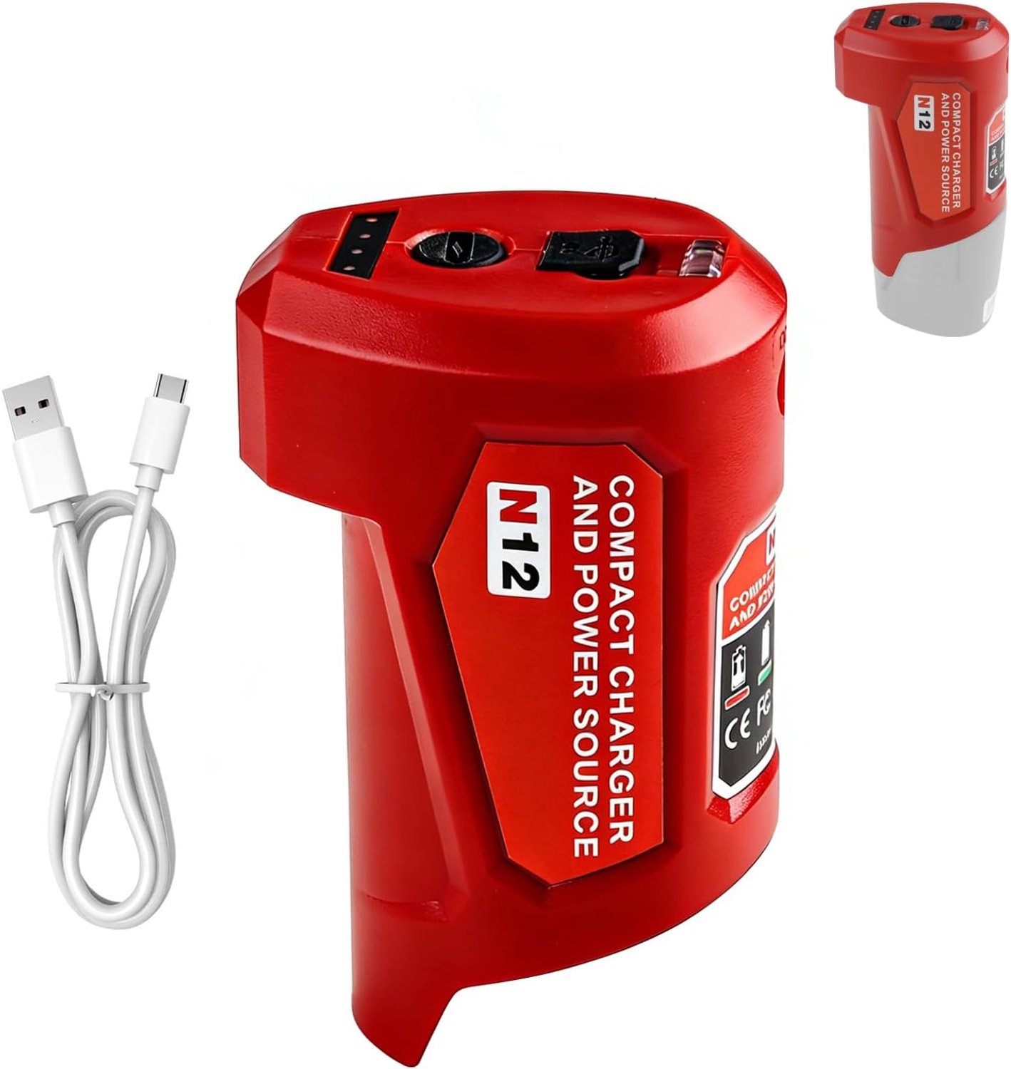 Vervangingsadapter 12V - Type C interface - 4-segment laadindicator - Veilig en snel opladen - ShopVlot