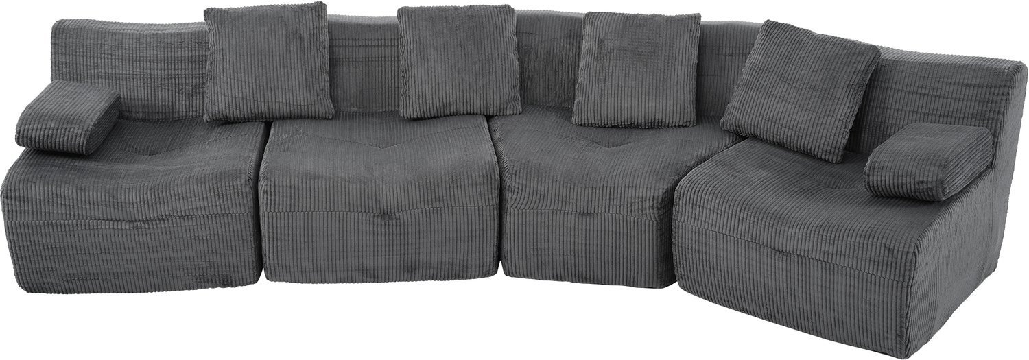 SONNENH 4-zits modulair sofa met 4 losse zitmodules - Corduroy - 311 cm - Donkergrijs