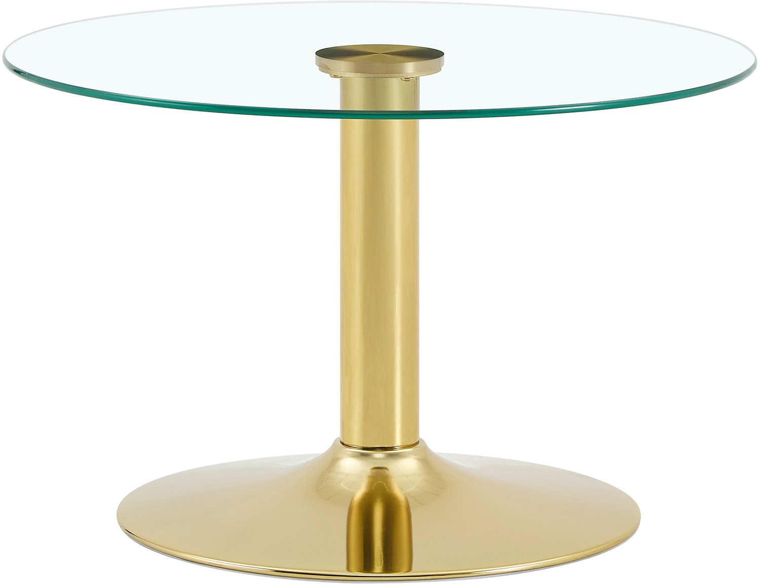 SONNENH Ronde salontafel met gehard glazen blad en metalen voet - Diameter 70 cm - Goudkleurig