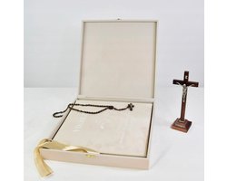 Merkloos Luxe Album voor Eerste Communie met Houten Geschenkdoos