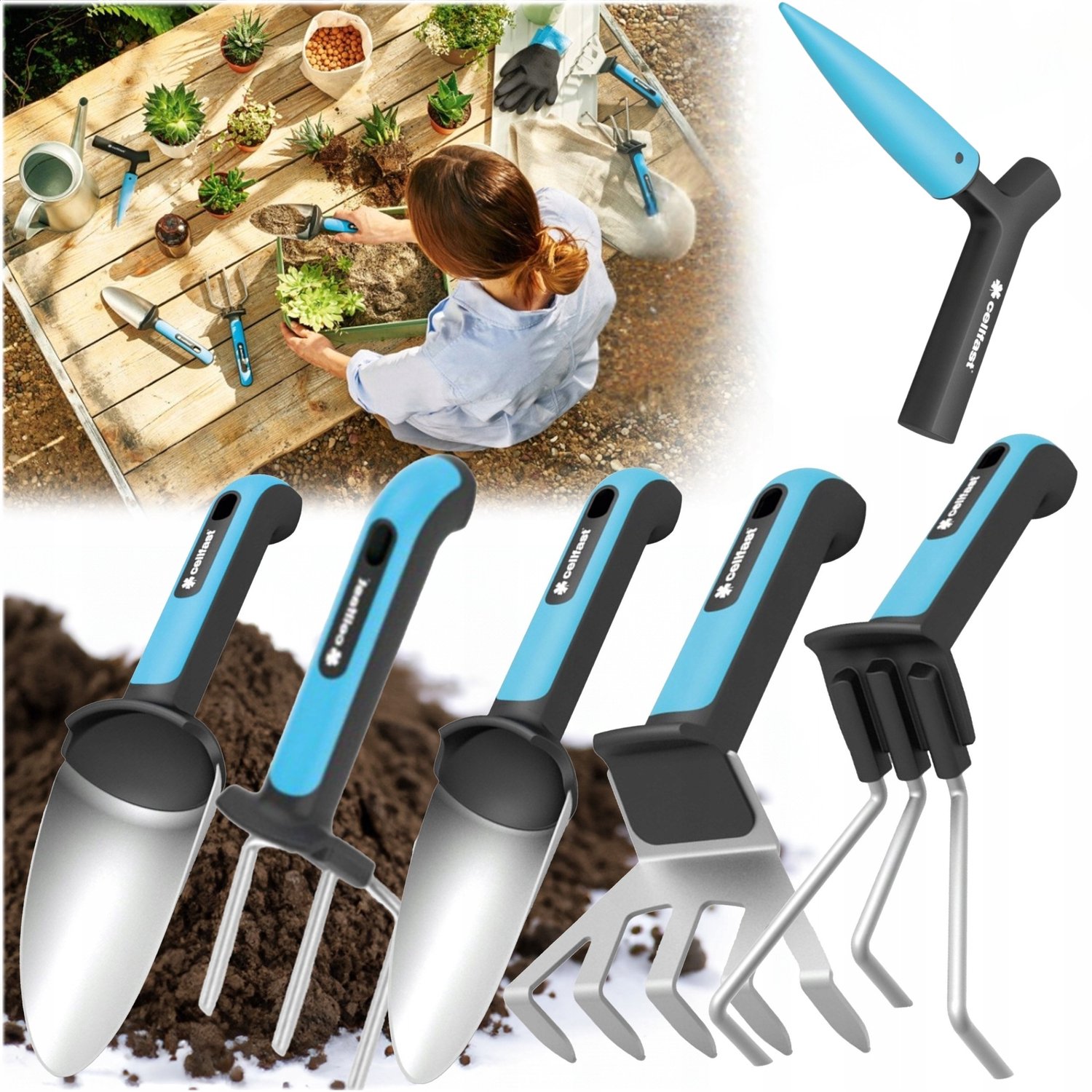 Cellfast ERGO Tuin Gereedschap Set 7 Delen met Handschoenen