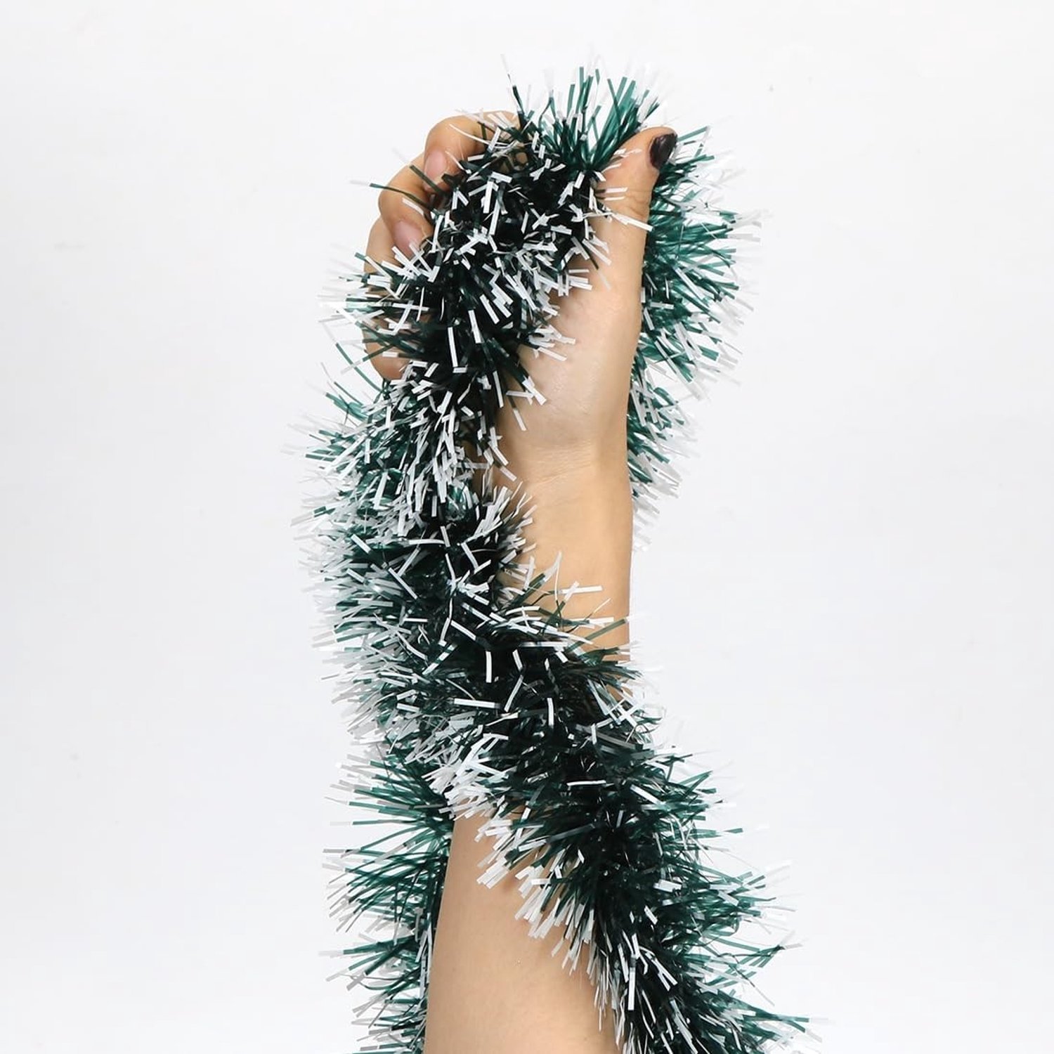 Kerstguirlande Donkergroen 5 m met Lampjes voor Binnen en Buiten - Glanzende Kerstboomdecoratie en Feestversiering – foto 3