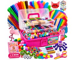 Knutselkoffer XXL BIEK20® Roze - Inclusief E-Book - Knutselpakket - Knutselen Meisjes - Creatief Speelgoed - Knutseldoos - Knutselset - Knutselen voor Kinderen