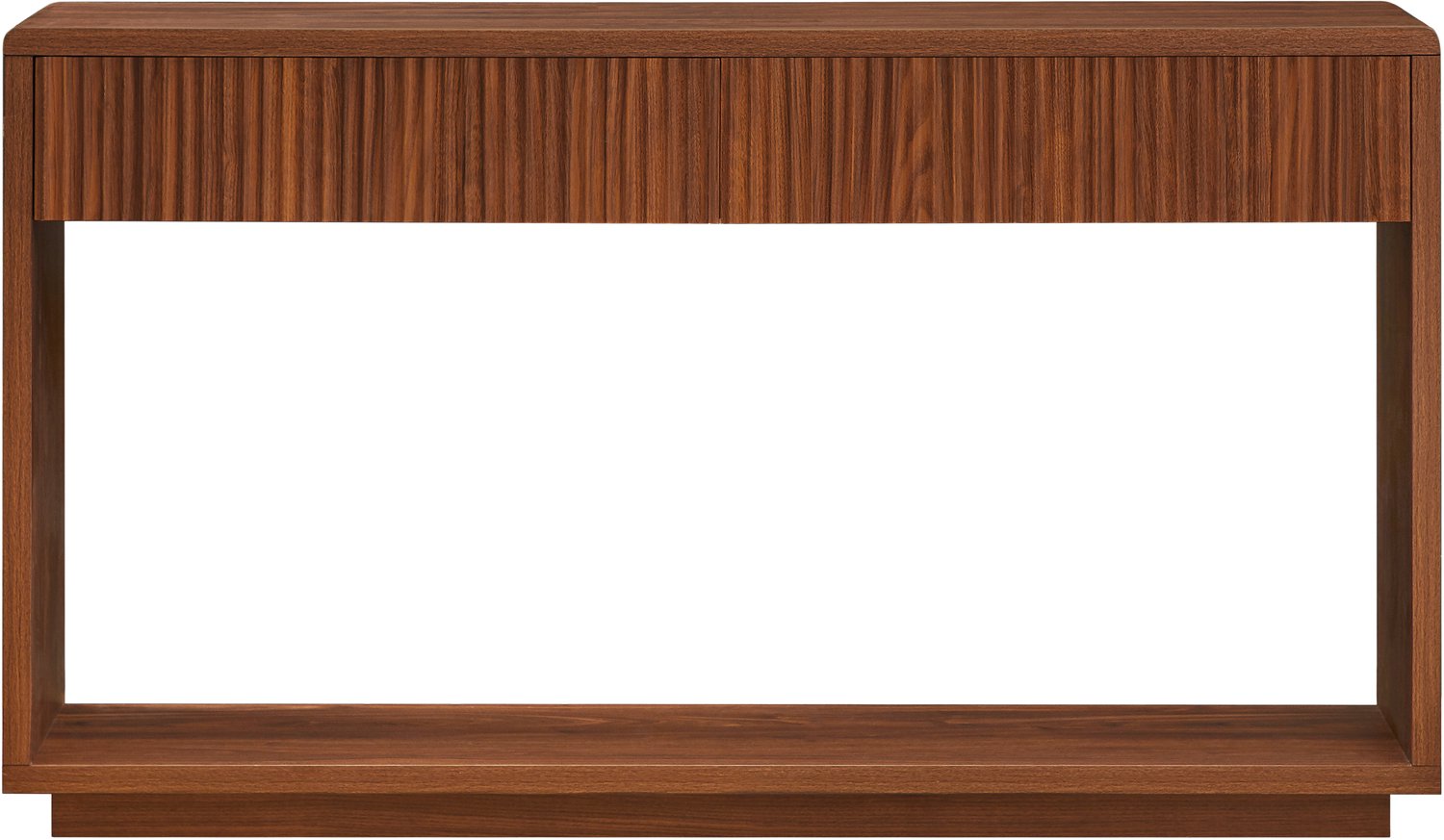 SONNENH Sidetable met 2 geribbelde laden en onderste legplank - Walnootlook - 150 x 35 x 85 cm