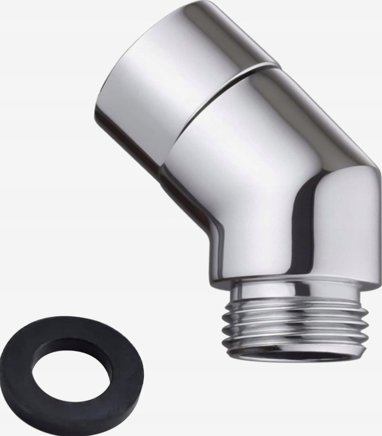 Merkloos Hoekdouche-adapter 135 graden Messing Zilver
