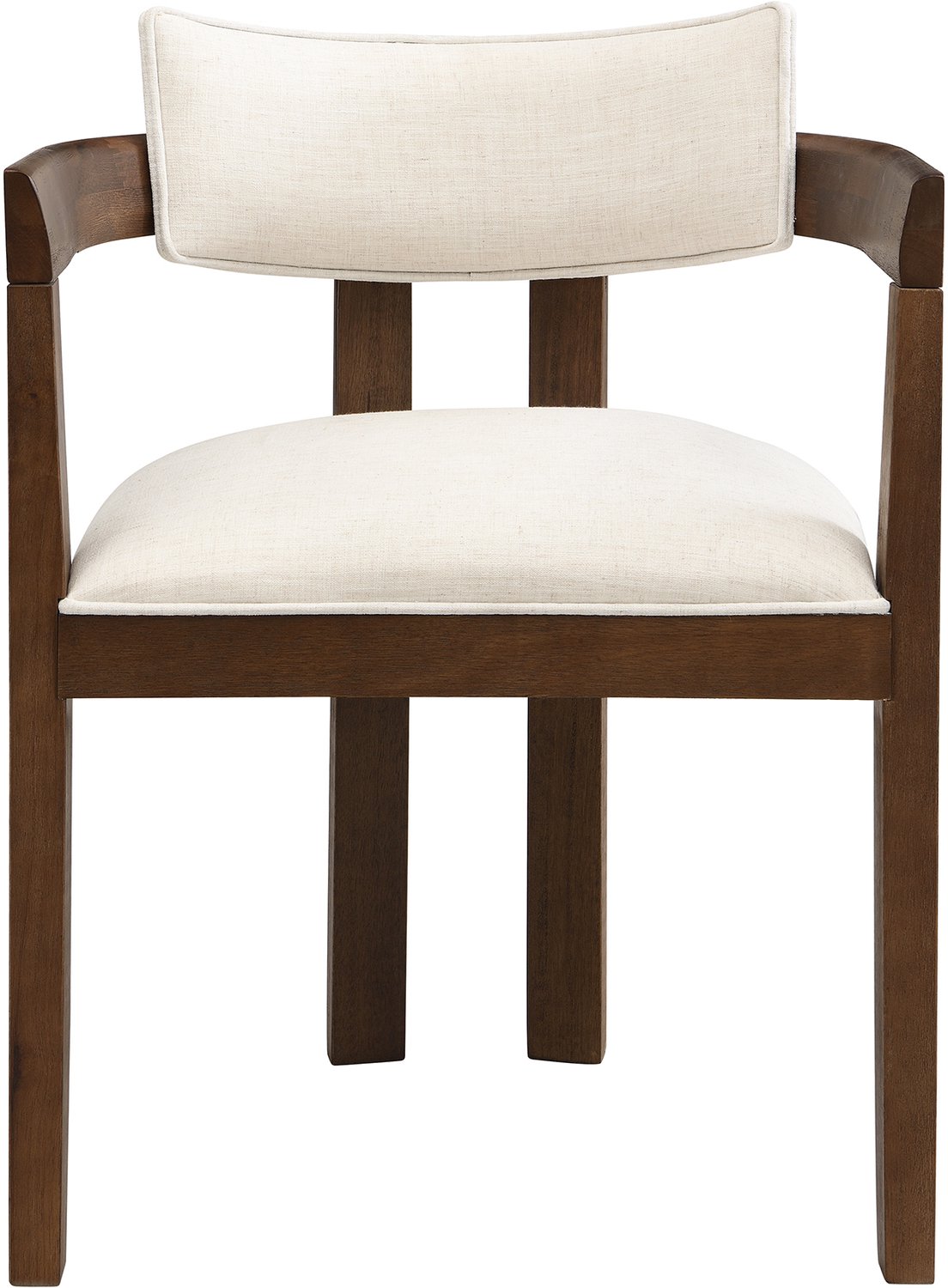 SONNENH Eetkamerstoelen set van 6 met massief rubberhout, armleuningen en lichtbeige stof - Walnootkleur