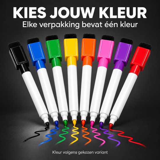 BlackBear Whiteboardmarker - Geel - 1 stuk - Magnetische dop met wissertje - Droog uitwisbaar