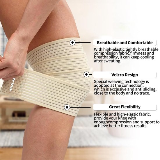 Elastische Compressiewrap 180cm voor Ondersteuning van Elleboog, Knie en Enkel, Ideaal voor Sport en Herstel — afbeelding 3