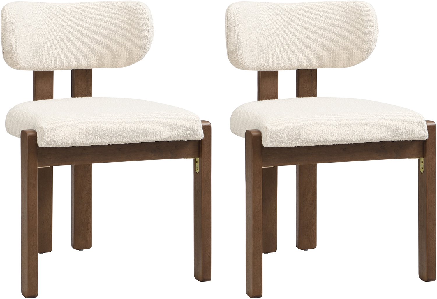 SONNENH Eetkamerstoelen set van 2 - Bouclé - Massief houten frame - Beige en walnootlook Beige / Walnootlook