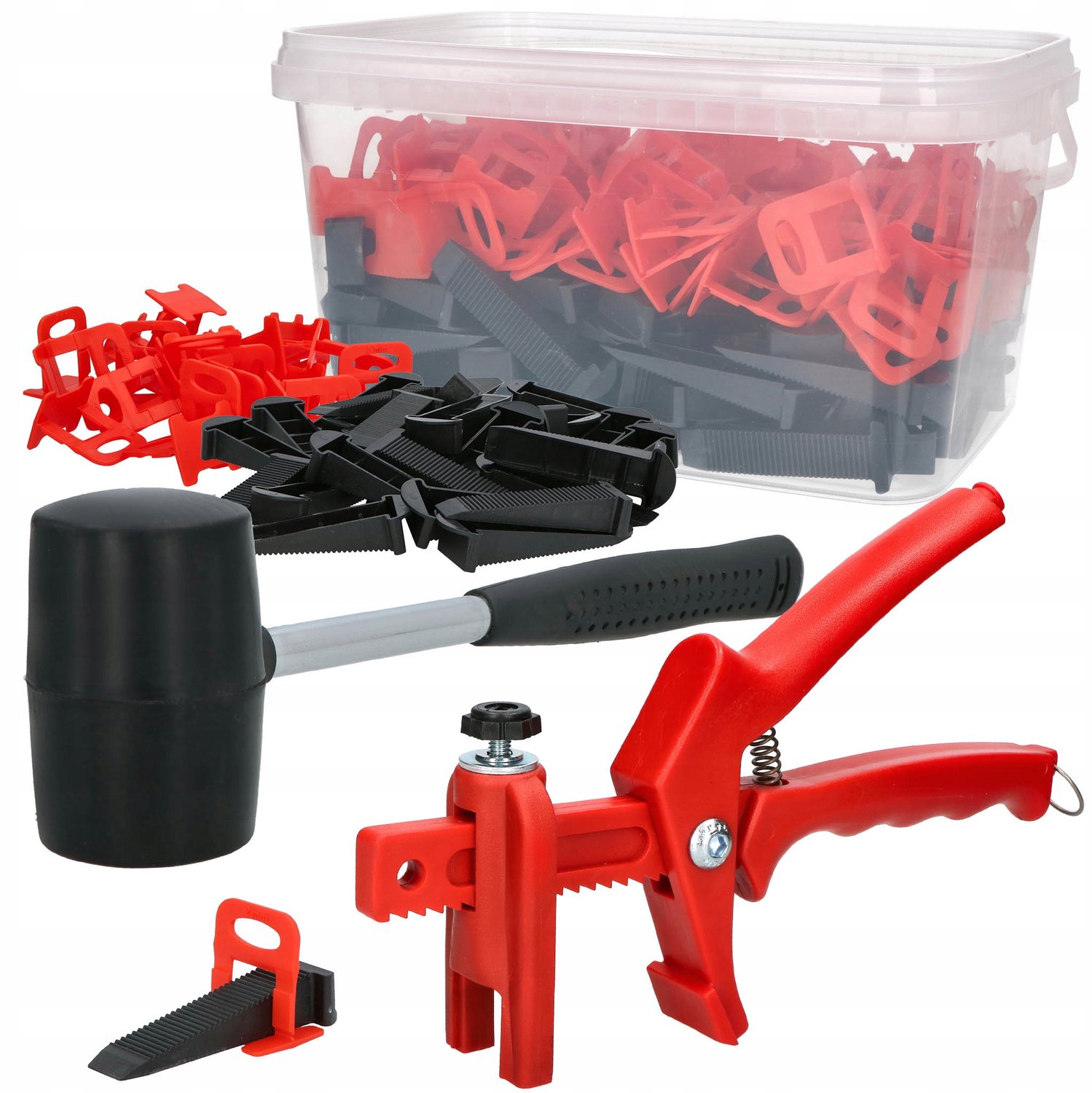 Systeem Tegelnivellering: Tang, 100 Wiggen, 200 Clips (2mm), Hamer