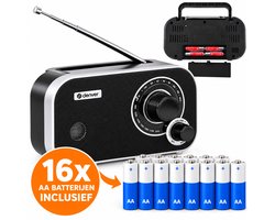 Denver - Radio Op Batterijen Voor Rampen - Noodradio - Survival Radio - Noodpakket + 16 AA Batterijen - FM/AM Radio's - Voor Camping - Draagbare Radio - Zwart