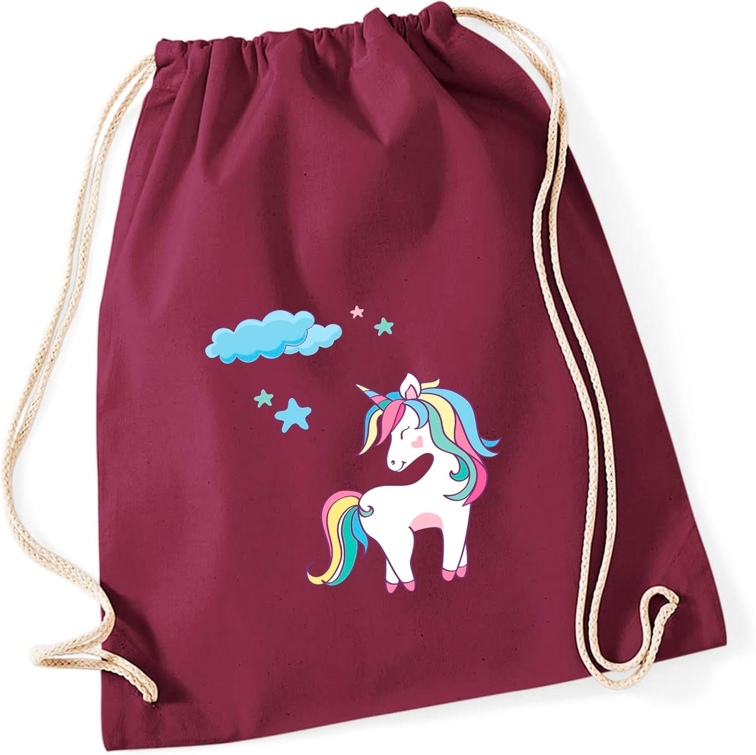 minimutz Gym Bag Unicorn Girls Fabric Bag with Stars Sports Bag for Pulling with Cord 37 cm x 46 cm, lila - ShopVlot
