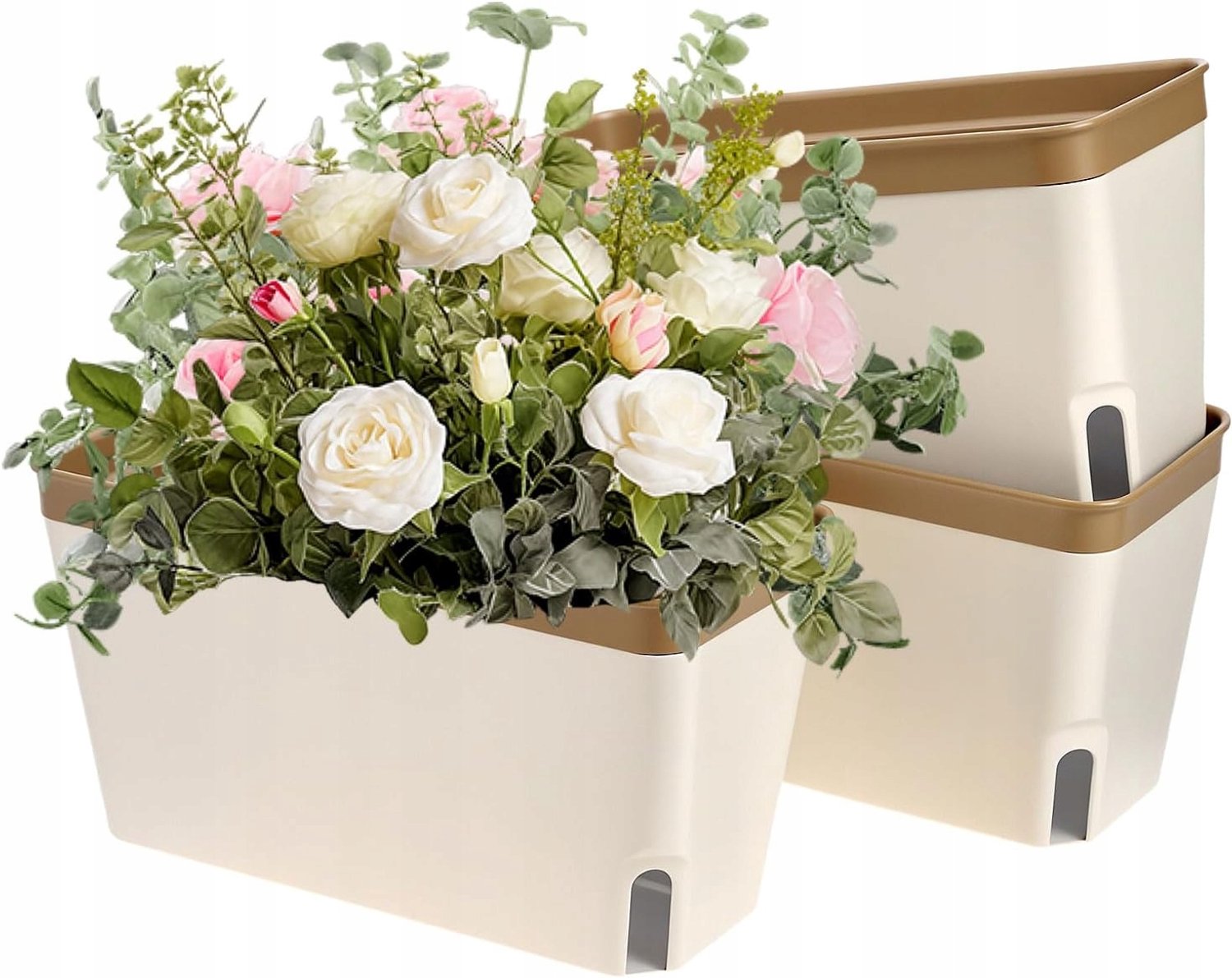 Zelfwaterende Bloempotten 3-Pack Rechthoekig met Waterindicator