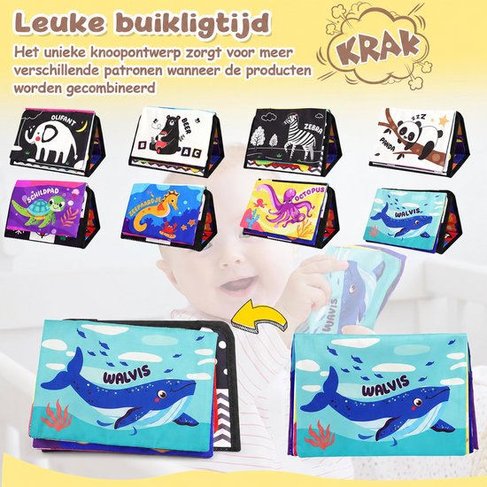 Flero Tummy Time Spiegelboek - Opvouwbaar Baby Speelgoed met Spiegel en Zwart-Wit Contrastkaarten - Sensorisch Montessori Speelgoed voor Babys - Educatief Montessori Speelgoed, Speelgoed zonder Scherm, Verjaardagscadeau, Sinterklaascadeau van Flero — afbeelding 3