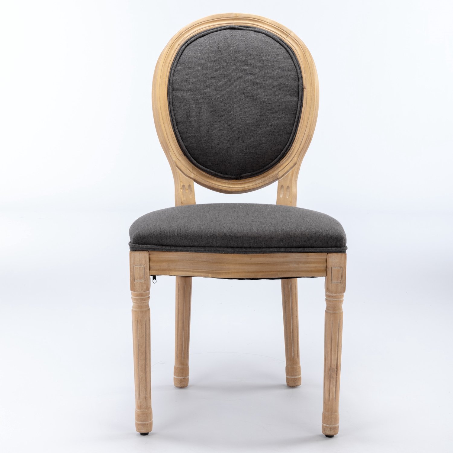 SONNENH Eetkamerstoelen set van 2 met donkergrijze stof, ovale rug en massief houten frame Donkergrijs en verouderde houtkleur