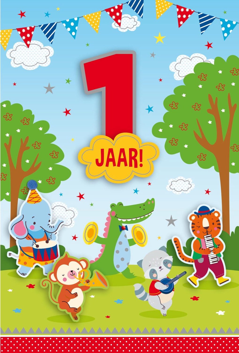 Luxe 3D Verjaardagskaart 1 Jaar Jongen - Leeftijdskaart 1 Jaar- Wenskaart 1 Jaar - Gefeliciteerd 1 Jaar
