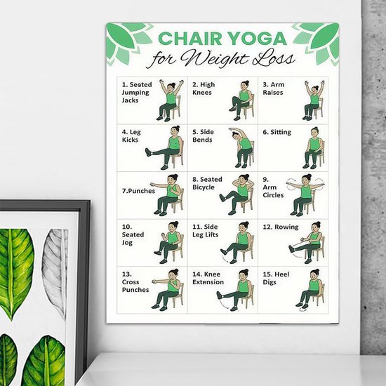 6-pack stoel yoga poster - 1 stuk - duidelijke instructies - verbeter je yoga-vaardigheden - Vemera — afbeelding 4