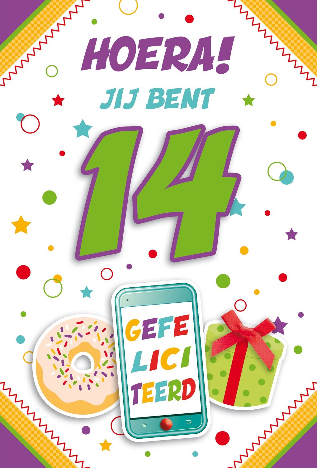 Luxe 3D Verjaardagskaart 14 Jaar - Leeftijdskaart 14 Jaar- Wenskaart 14 Jaar - Gefeliciteerd 14 Jaar