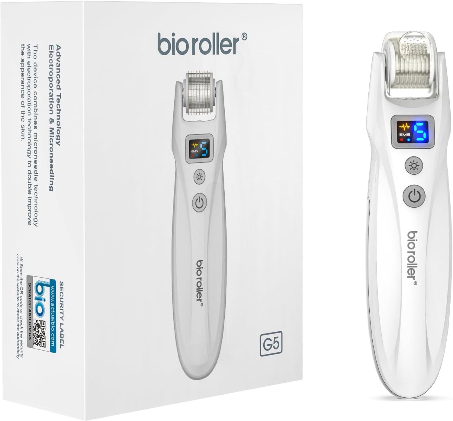 SnelShoppen - G5 Microneedling Roller Pen - Elektrische Microneedling Set met 5 Niveaus EMS Microcurrent & Rood/Blauw LED Vibratie - Voor Gezicht, Lic