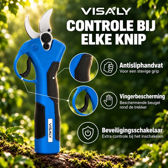 Visaly Elektrische Snoeischaar Mini - 25 mm - USB-C - Incl. oplader en slijpsteen — afbeelding 2