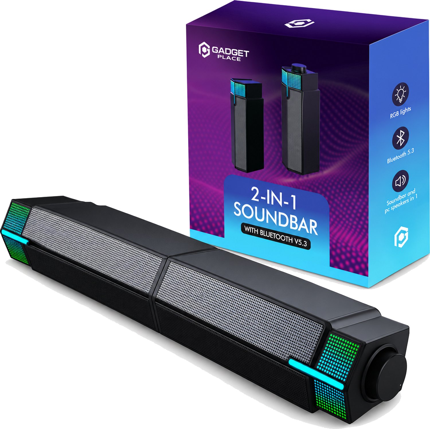 2 in 1 Soundbar PC speakers met Bluetooth 5.3