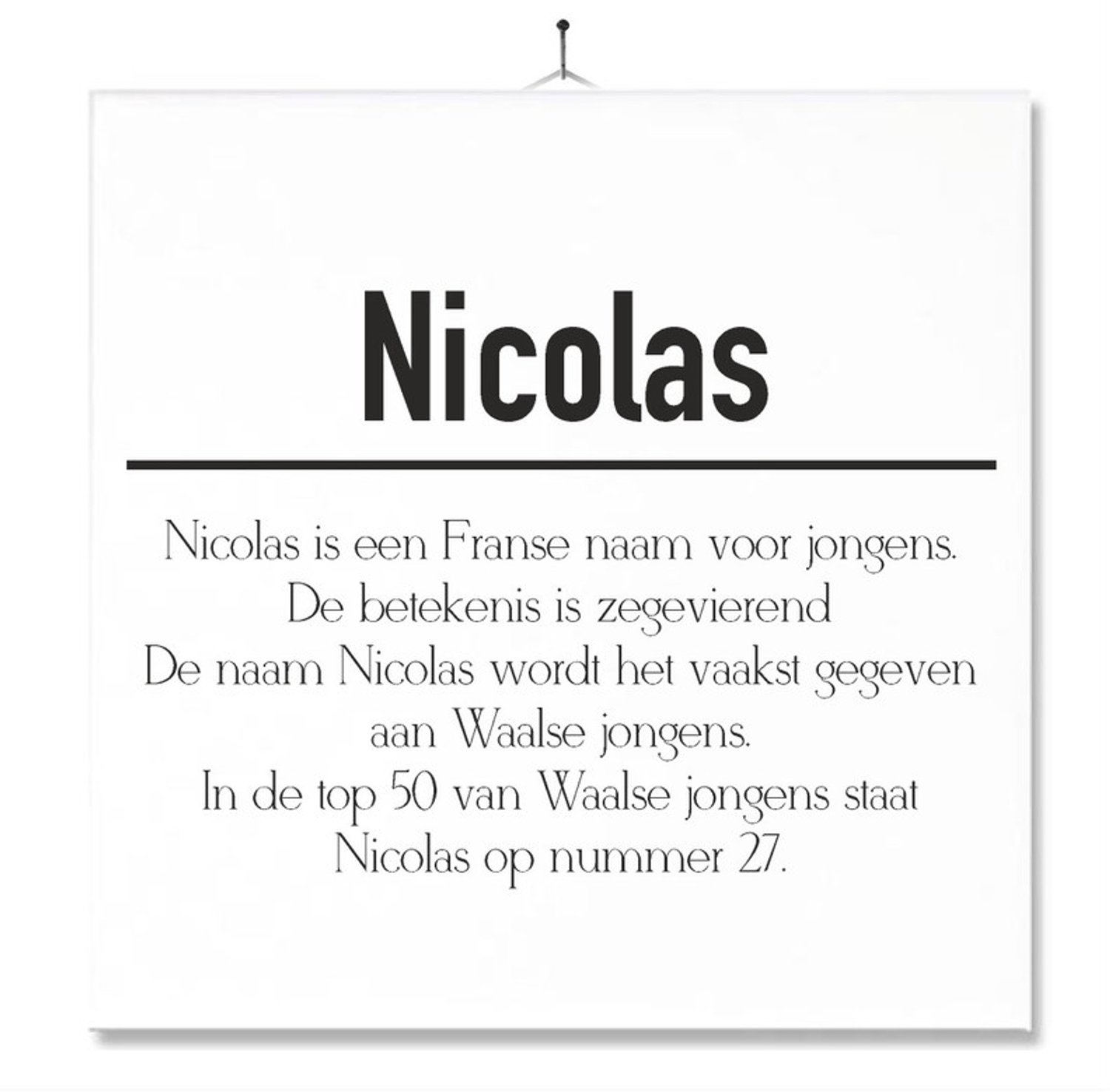 MC Living Tegel Met Opdruk | Betekenis | Kado | Cadeau | Met Naam - Nicolas Multi-Color