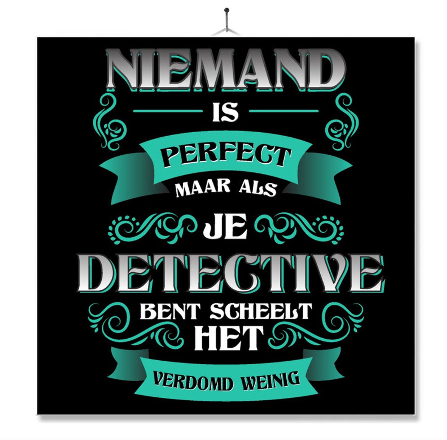 MC Living Tegel Met Opdruk | Kado | Cadeau | Niemand Is Perfect | Beroep | Detective Multi-Color