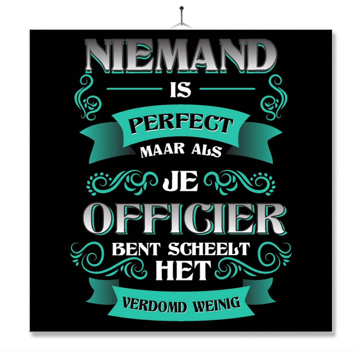 MC Living Tegel Met Opdruk | Kado | Cadeau | Niemand Is Perfect | Beroep | Officier Multi-Color