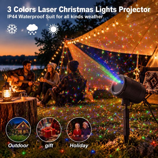 VHV - Verlichting - Kerstprojector, rode, groene en blauwe sterrenhemelverlichting, laserverlichting, waterdichte buitengazonverlichting van VHV — afbeelding 2