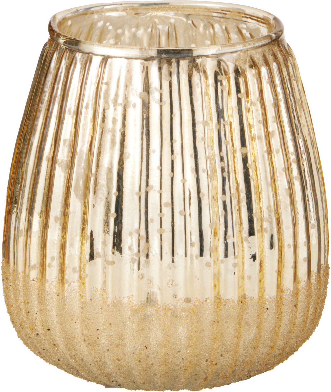 H&S Collection kaarshouder - goud - 11 x 11 cm - glas - theelichthouder/waxinelichthouder Goudkleurig