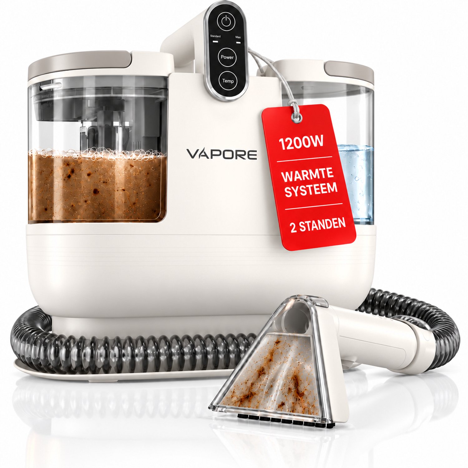 Bol.com Vapore Tapijtreiniger & Vlekkenreiniger – Zetel- & Meubelreiniger met Verwarming, 13.000 Pa & 98% Wateropname – Voor Ban... aanbieding