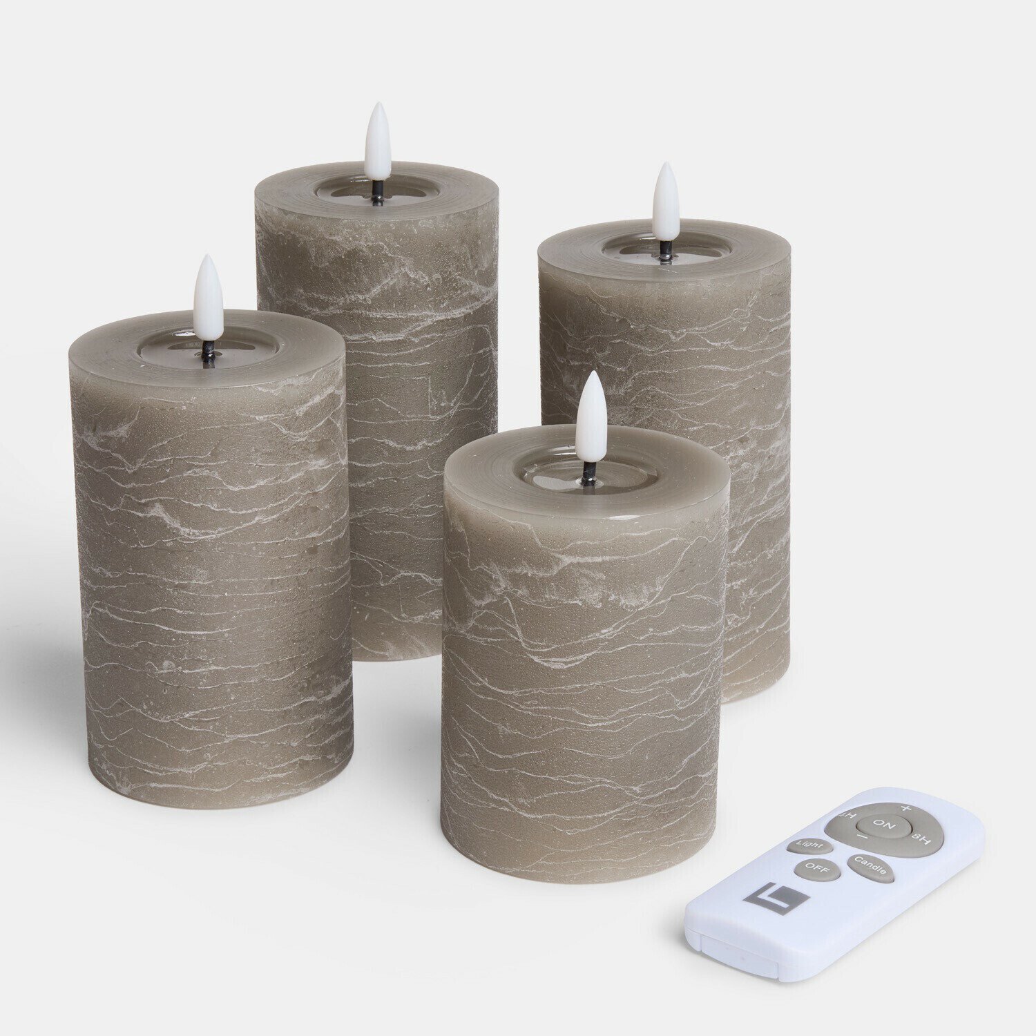 Loberon Ledstompkaars set van 4 Ljusvik taupe