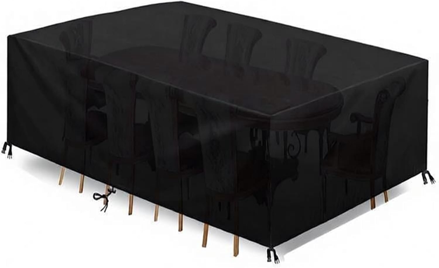 Bobypet Tuinmeubelhoes - Tuinmeubelhoes Waterdicht - Heavy Duty Beschermhoes voor Tettafels en Stoel - Zwarte Rechthoekige Meubelhoes - Trekkoord - 120x120x74cm