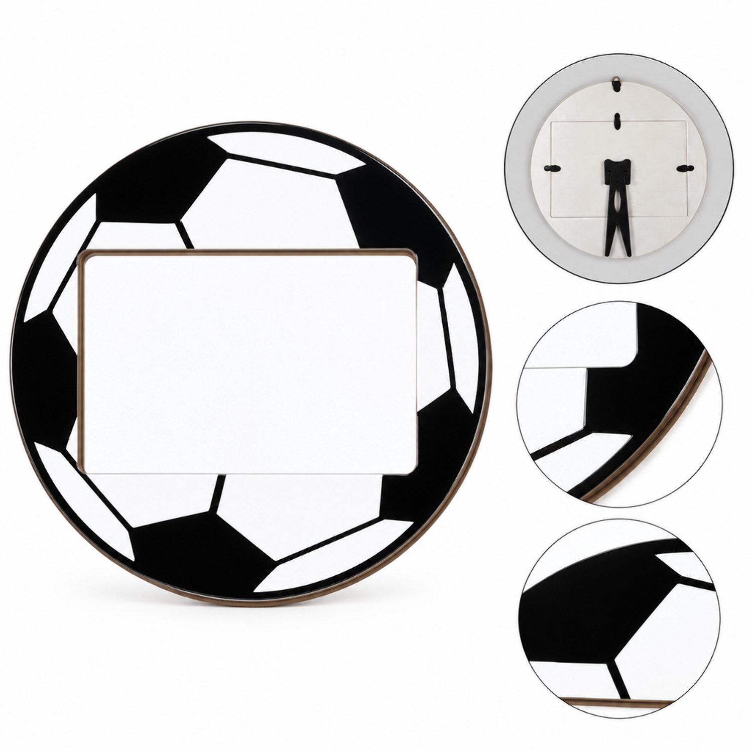 SWGOTA Ronde voetbal-fotolijst van grenen, diameter 20,5 cm, voor foto's van 15,24 x 10,16 cm, tafelmodel in postdoos Zwart