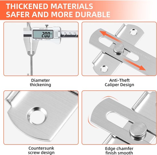 4 inch inklapbare schuifdeurgrendel, zware uitvoering voor privacy - 2 stuks — afbeelding 4