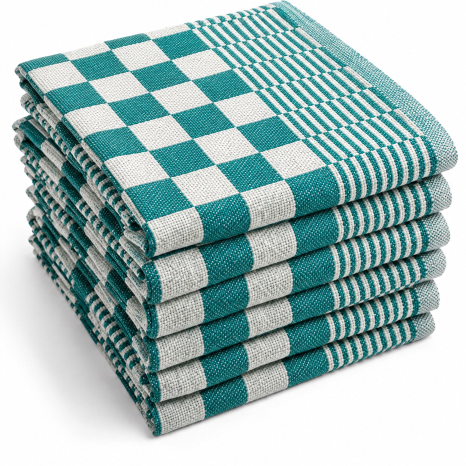 Bol.com Theedoekenset Blok Groen - 65x65 – 6 stuks - Geblokt - Blokdoeken - 100% katoen - Horeca Theedoeken – vaatdoek – theedoe... aanbieding