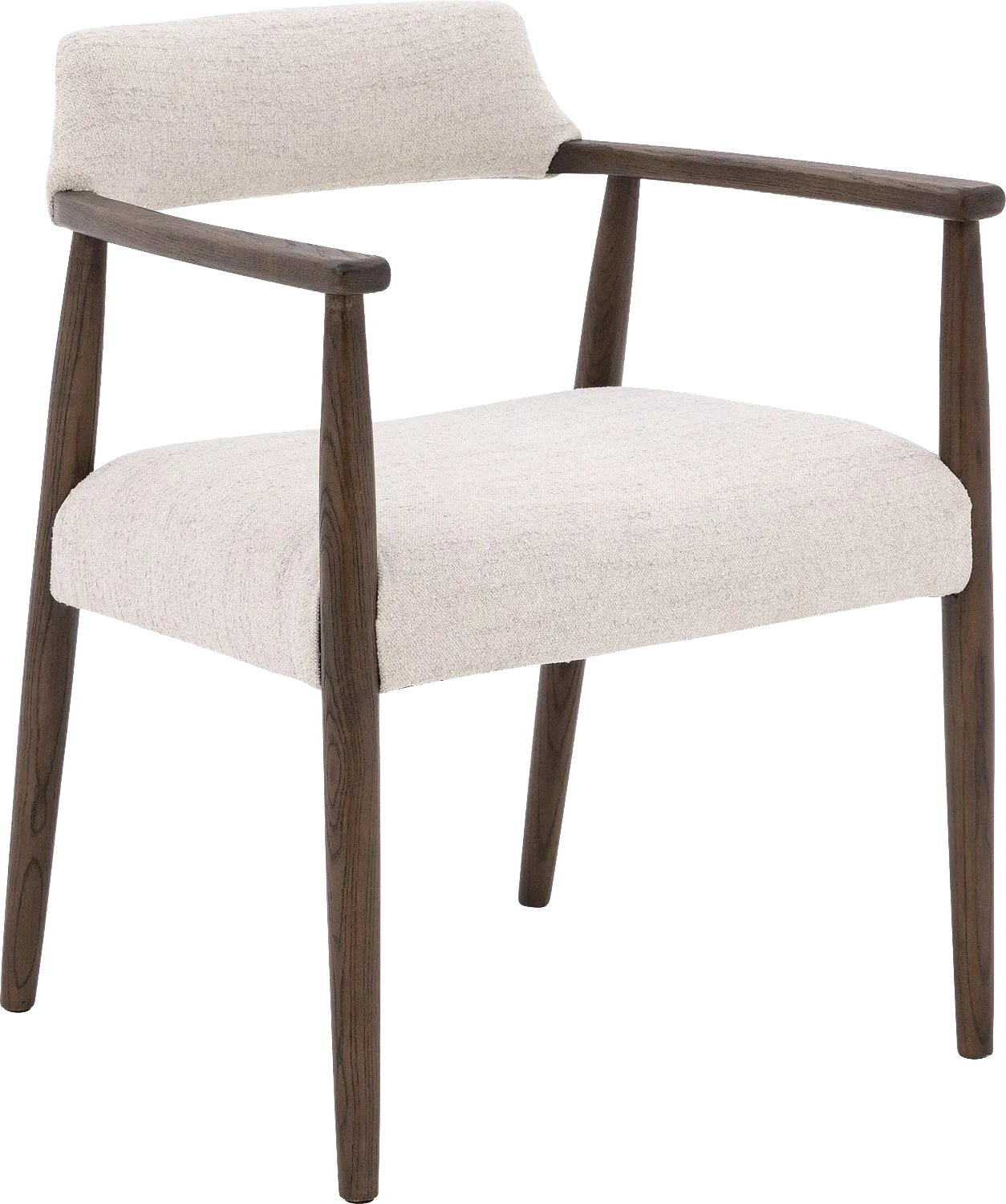 Goossens Eetkamerstoel Jesper Met Massief Houten Frame - Beige - Stof - Met Armleuning stof grof geweven ecru