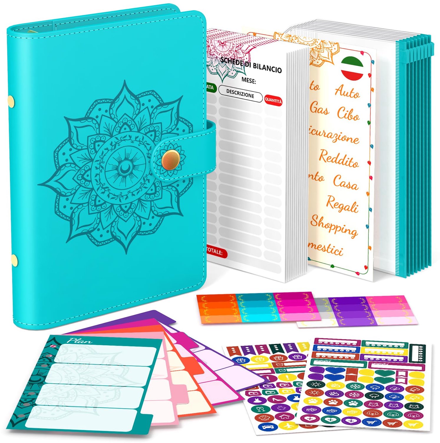 A6 Budgetbinder met Enveloppen en Organizer (Blauw)