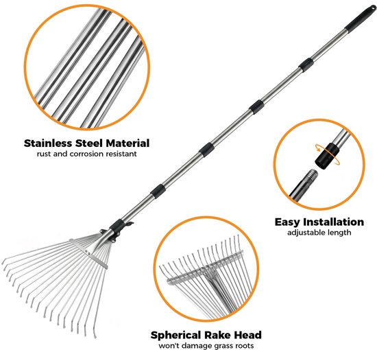 Verstelbare Bladhark met Handvat - Perfect voor Tuinonderhoud — afbeelding 3