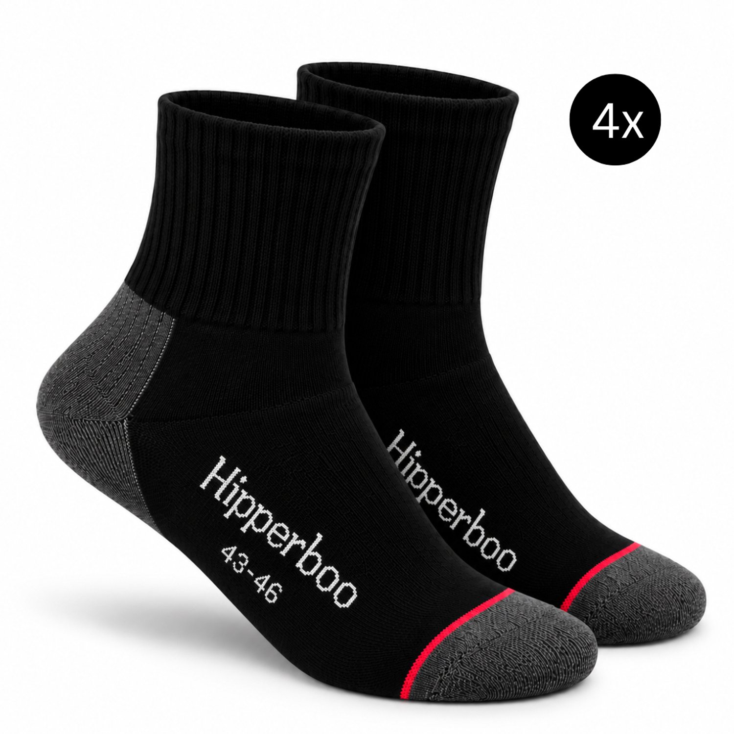 Hipperboo® Bamboe Werksokken Kort - 4 Paar - Maat 43-46 - Heren Werksokken - Badstofzool - Naadloos