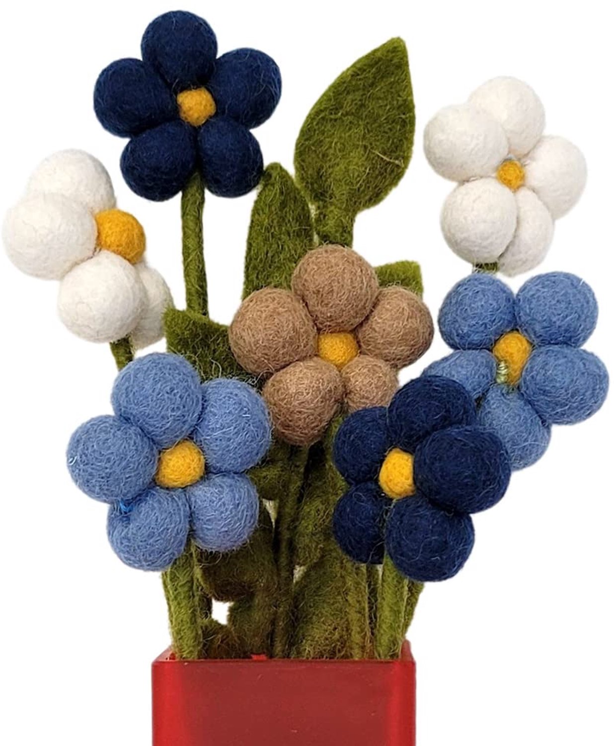 Boeket van 7 Handgemaakte Vilt Bloemen voor Duurzame Decoratie