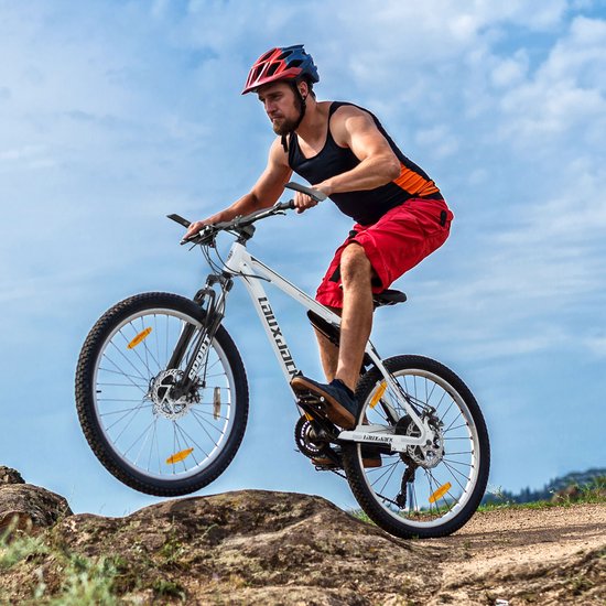 MEUNIQ mountainbike 28 inch met 21 versnellingen, Shimano Tourney, schijfremmen en voorvorkvering – voor dagelijks gebruik en terreinritten – wit — afbeelding 2