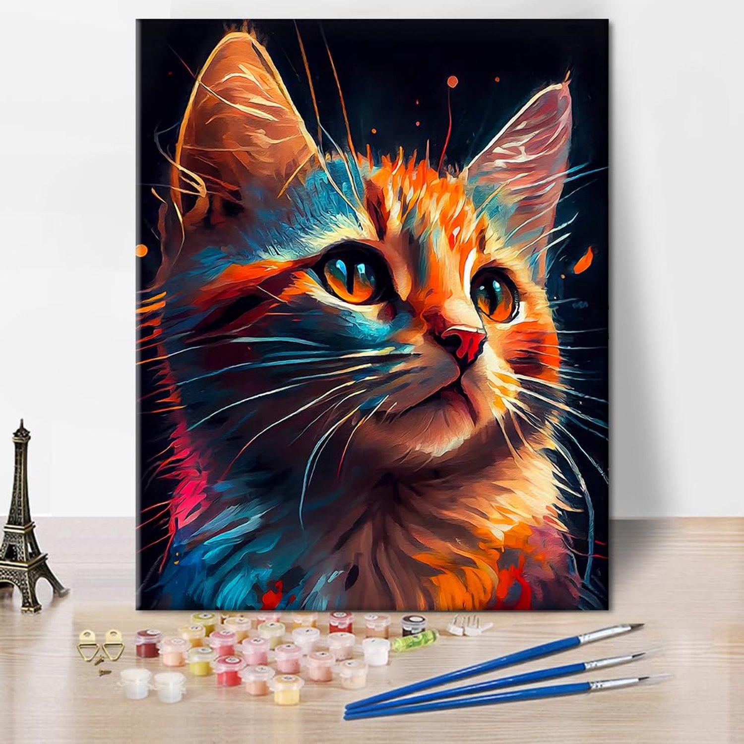 Schilderen op Nummer Set met Kleurige Kat voor Volwassenen