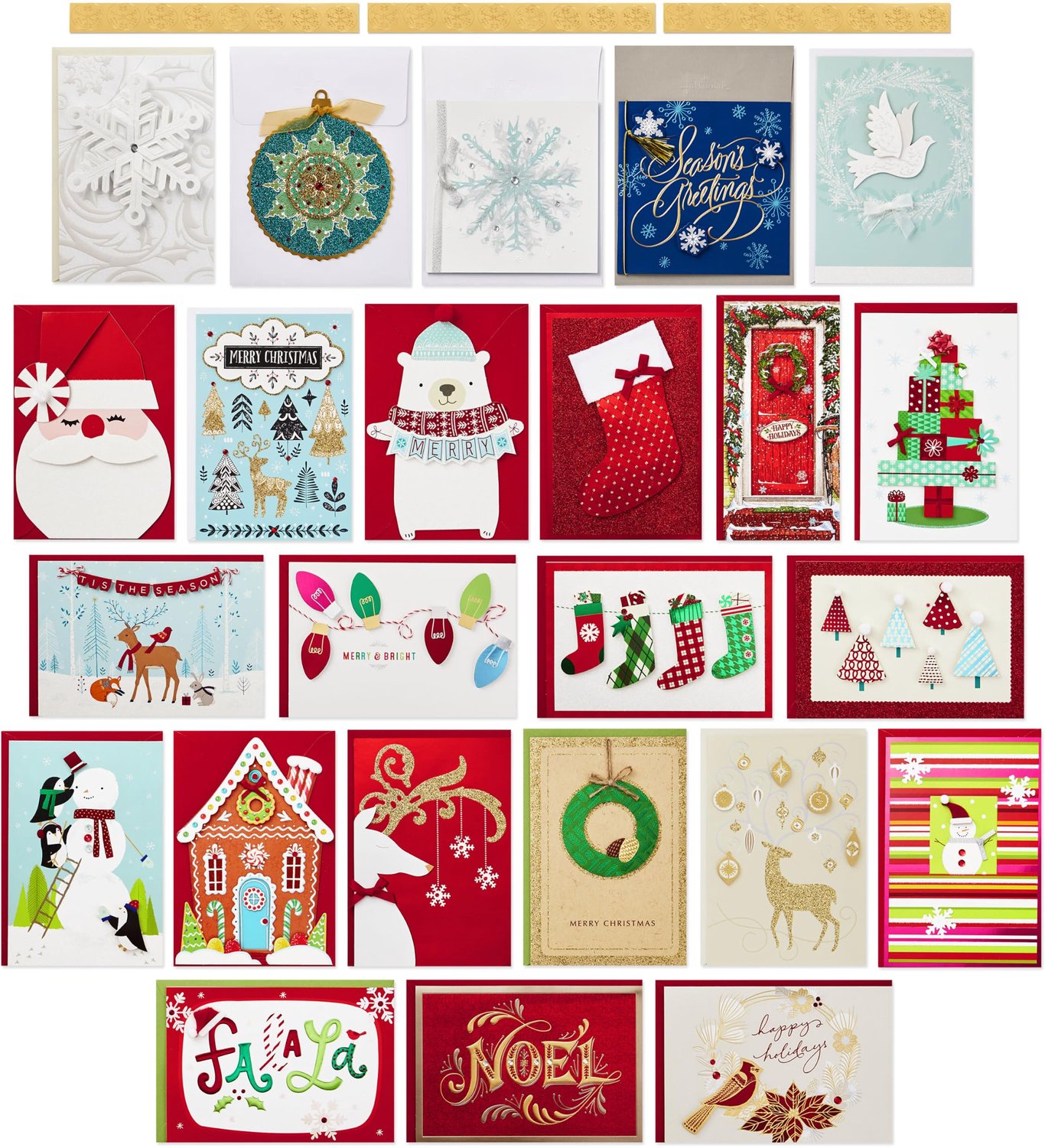 Set van 24 Handgemaakte Kerstkaarten met Enveloppen - Decoratieve Opbergdoos