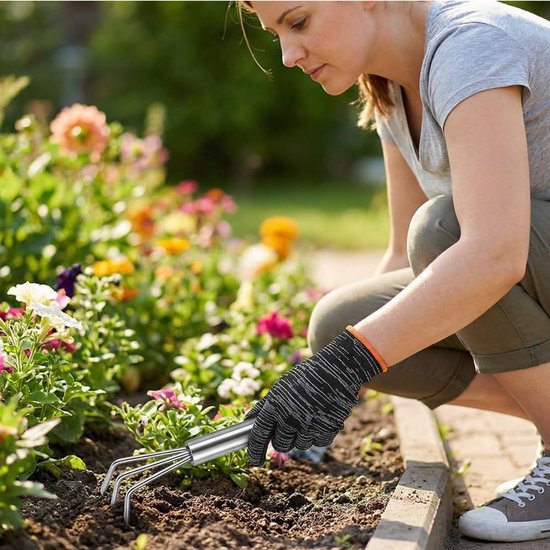 Lange Handgreep Tuin Hark met 8 Tanden - Ideaal voor Onkruid en Tuinonderhoud — afbeelding 4