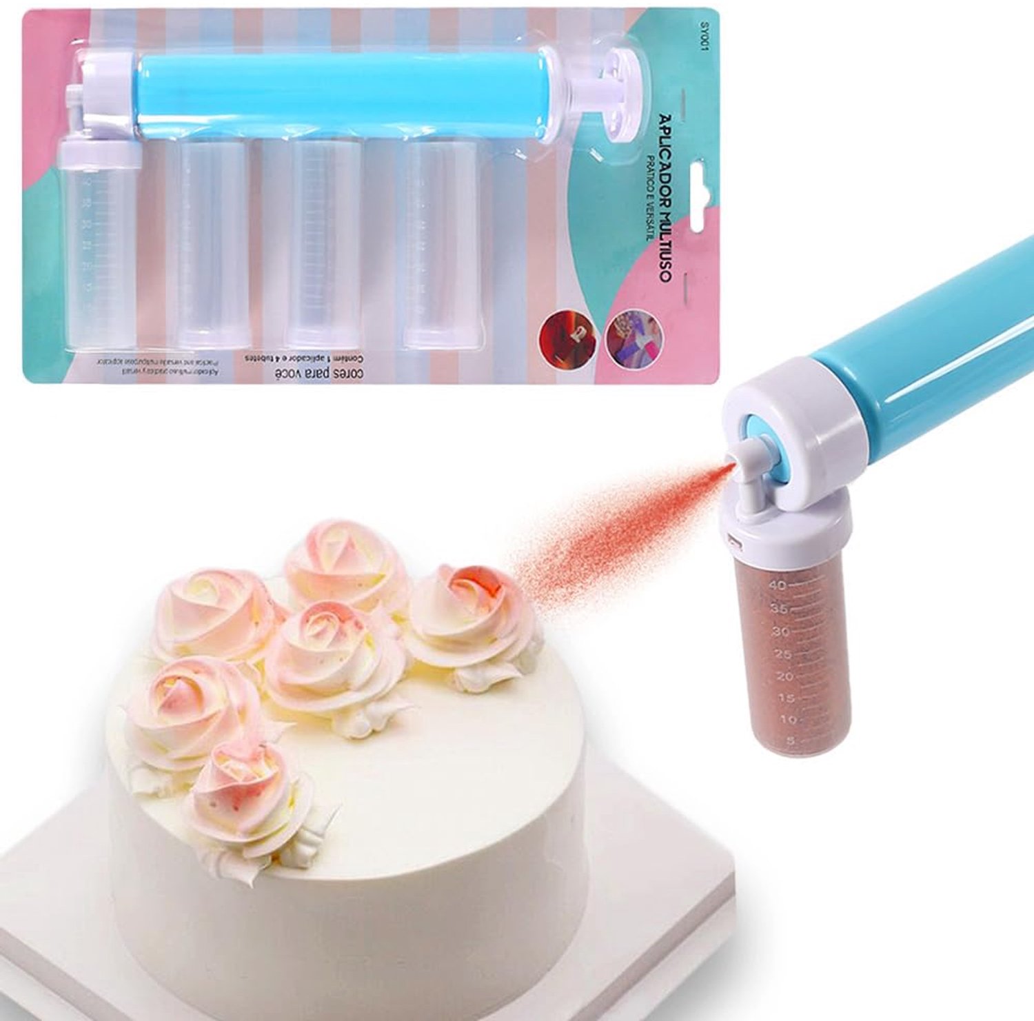 Handmatige Airbrush voor Taarten - Inclusief 4 Aanpasbare Spuitflesjes