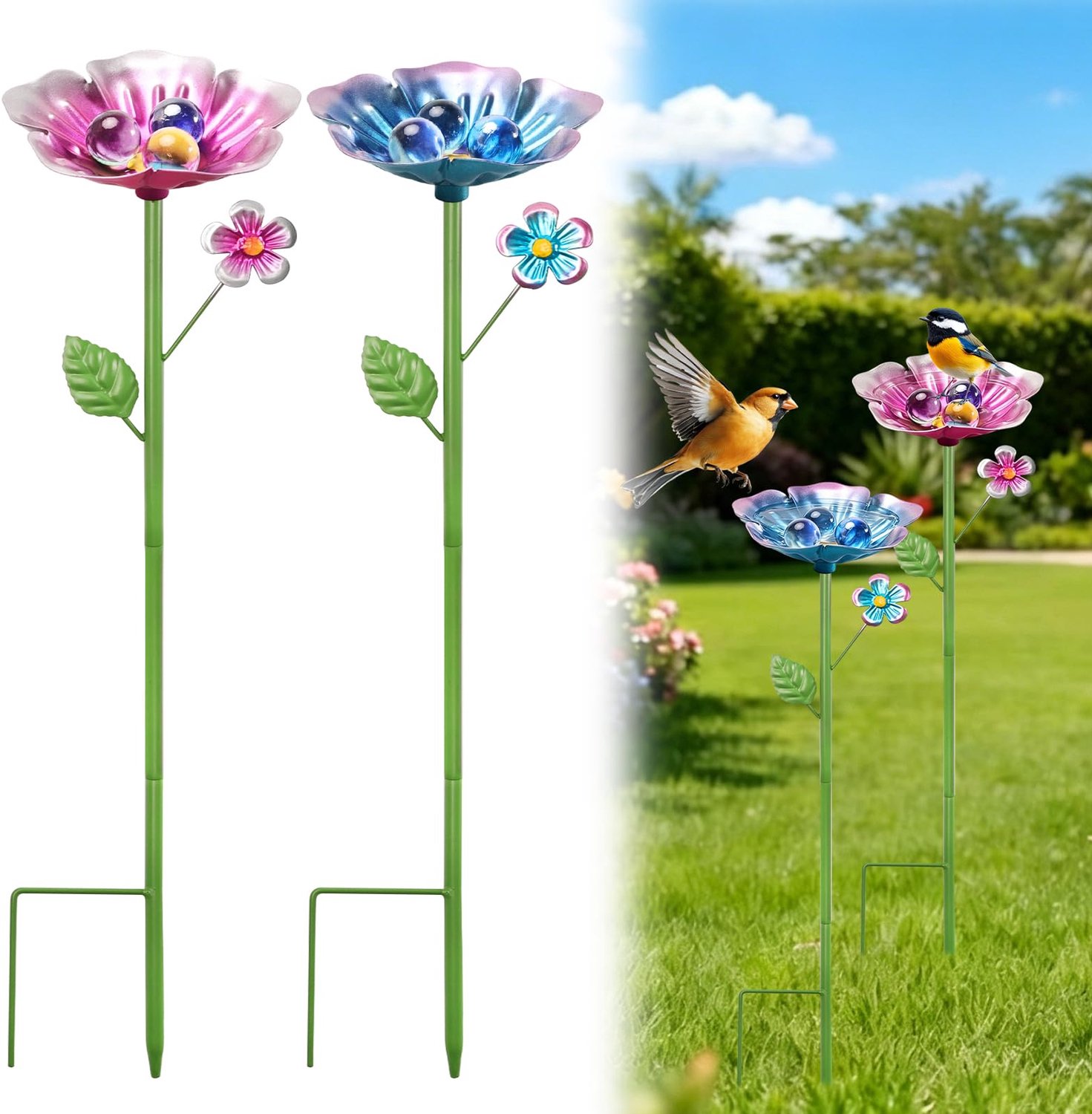 Set van 2 Metalen Bijenbekers voor de Tuin